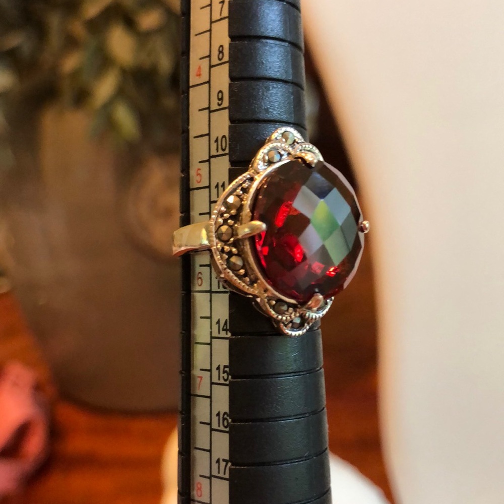 925 Silver And Garnet/Ruby Stone Ring. Unsure If … - image 5